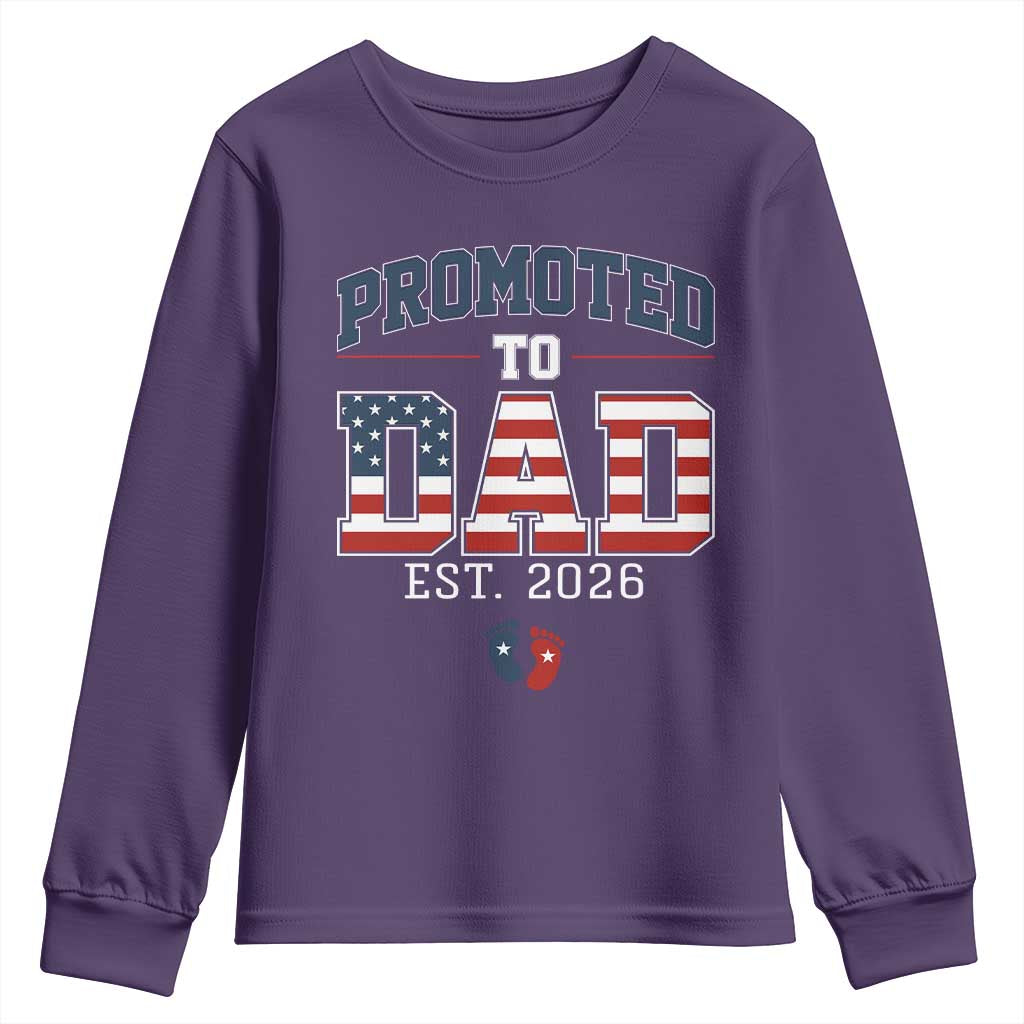 Promoted To Dad Est 2026 American Flag Youth Sweatshirt Patriotic New Dad Gift