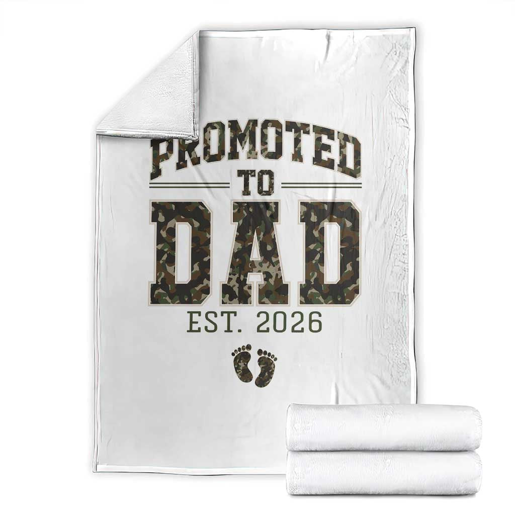 Camouflage Promoted To Dad Est 2026 Throw Blanket Camo Pregnancy Announcement Graphic