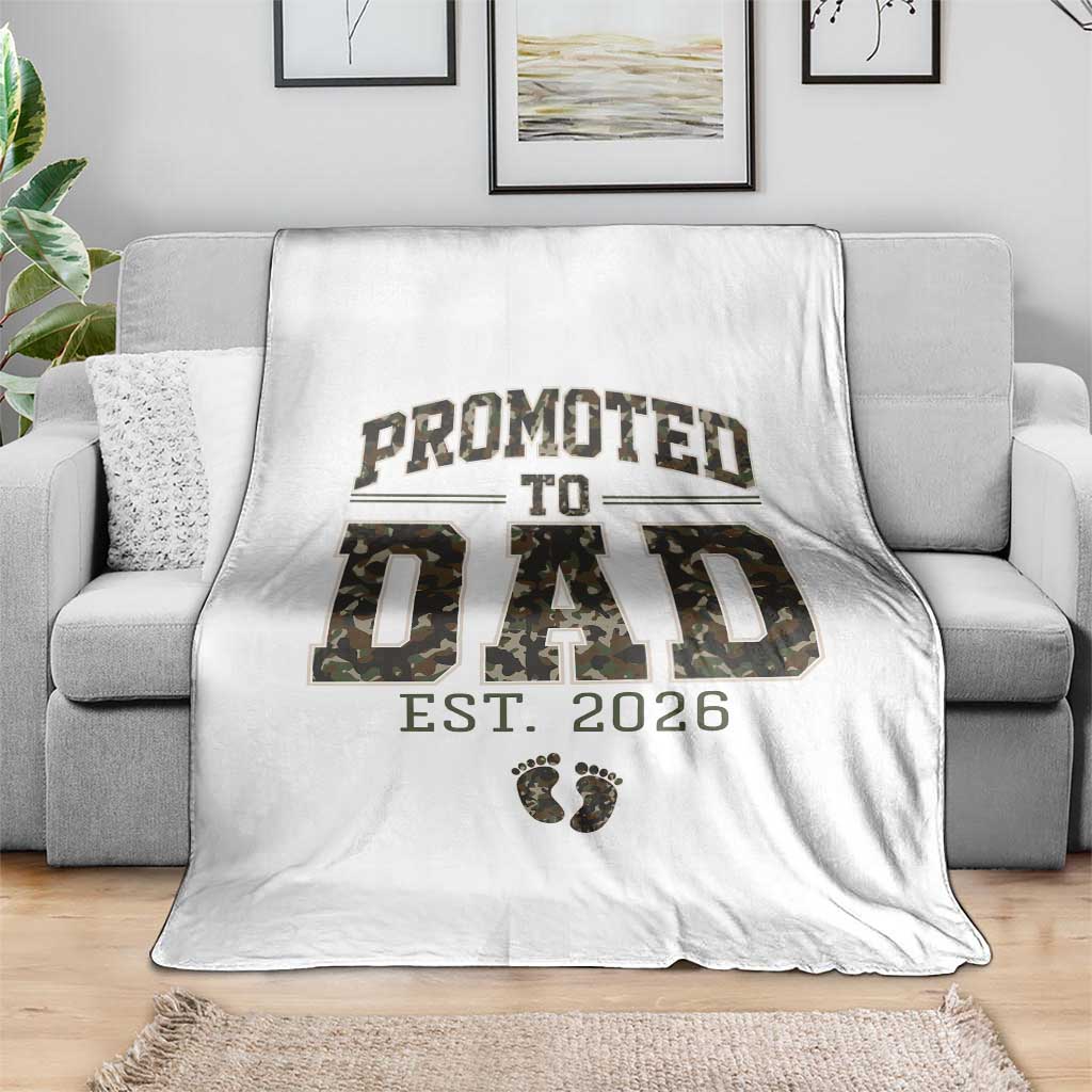 Camouflage Promoted To Dad Est 2026 Throw Blanket Camo Pregnancy Announcement Graphic