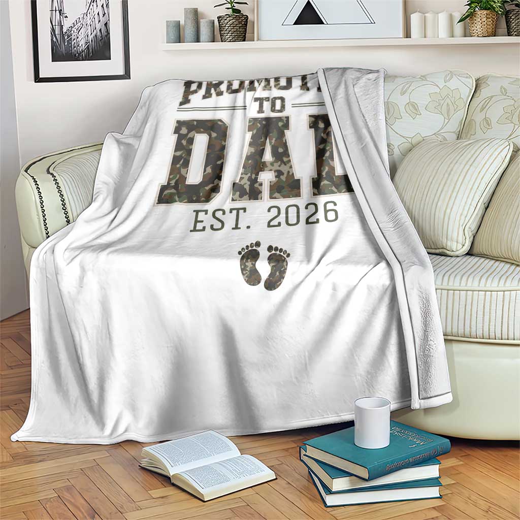 Camouflage Promoted To Dad Est 2026 Throw Blanket Camo Pregnancy Announcement Graphic