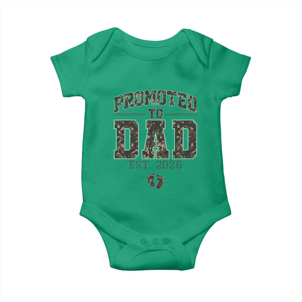 Camouflage Promoted To Dad Est 2026 Baby Onesie Camo Pregnancy Announcement Graphic