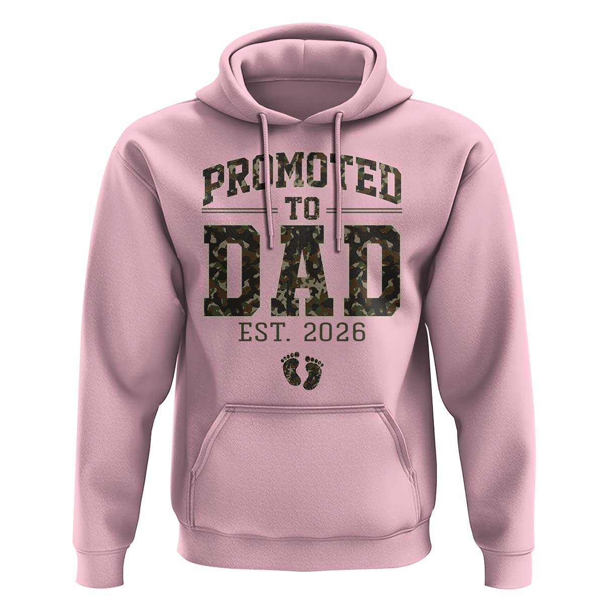 Camouflage Promoted To Dad Est 2026 Hoodie Camo Pregnancy Announcement Graphic