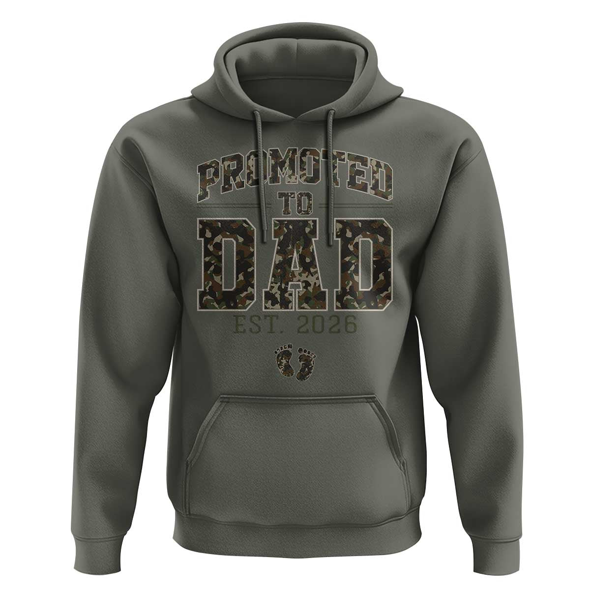 Camouflage Promoted To Dad Est 2026 Hoodie Camo Pregnancy Announcement Graphic