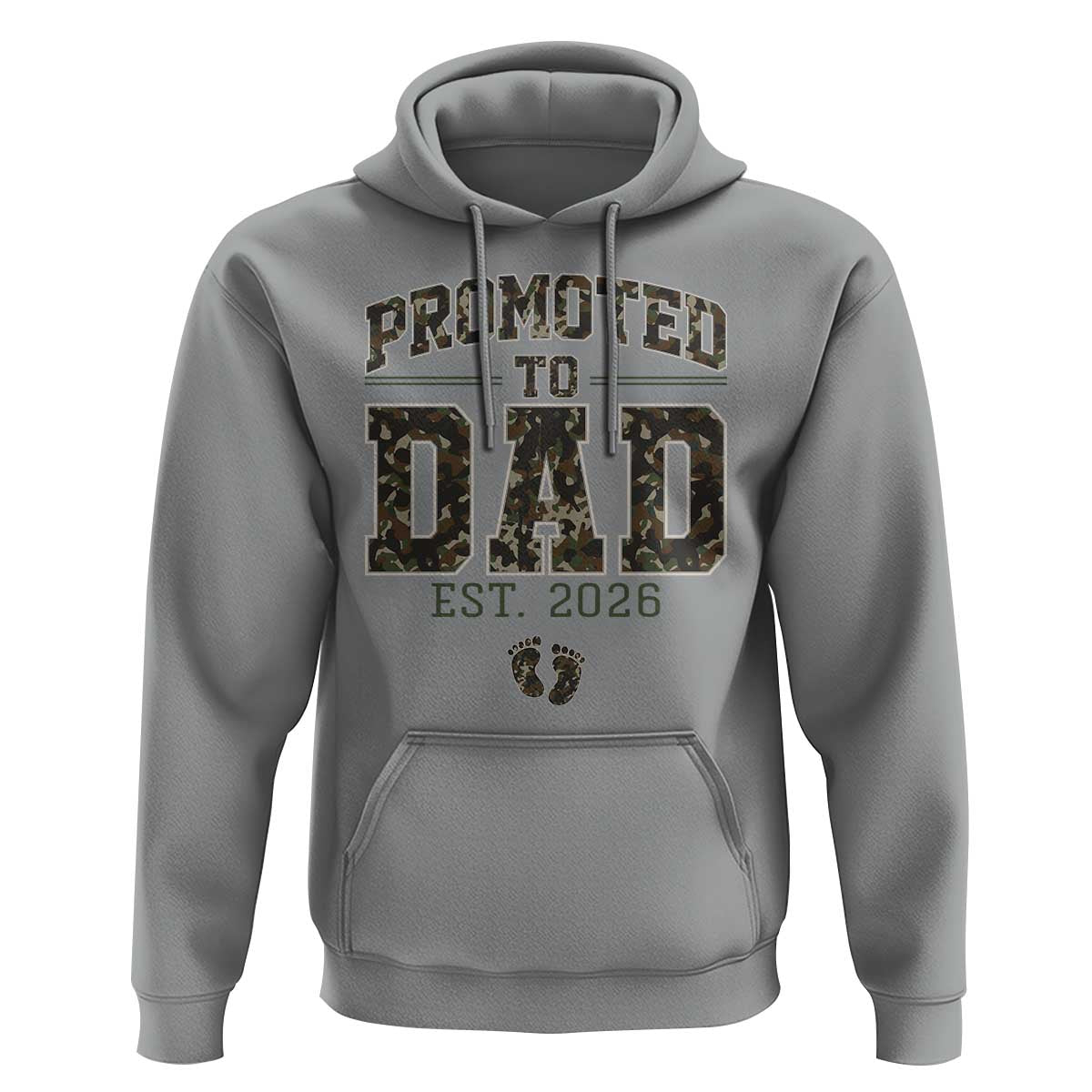 Camouflage Promoted To Dad Est 2026 Hoodie Camo Pregnancy Announcement Graphic