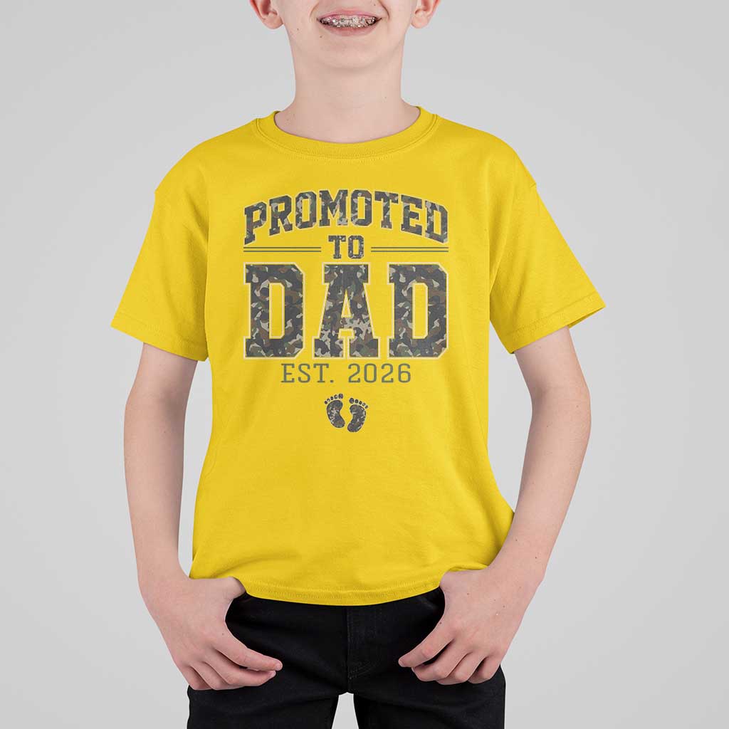 Camouflage Promoted To Dad Est 2026 T Shirt For Kid Camo Pregnancy Announcement Graphic