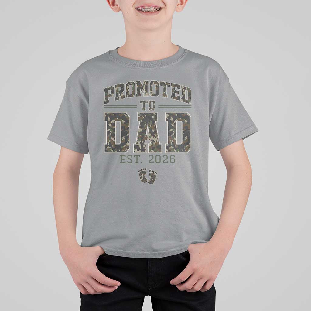 Camouflage Promoted To Dad Est 2026 T Shirt For Kid Camo Pregnancy Announcement Graphic
