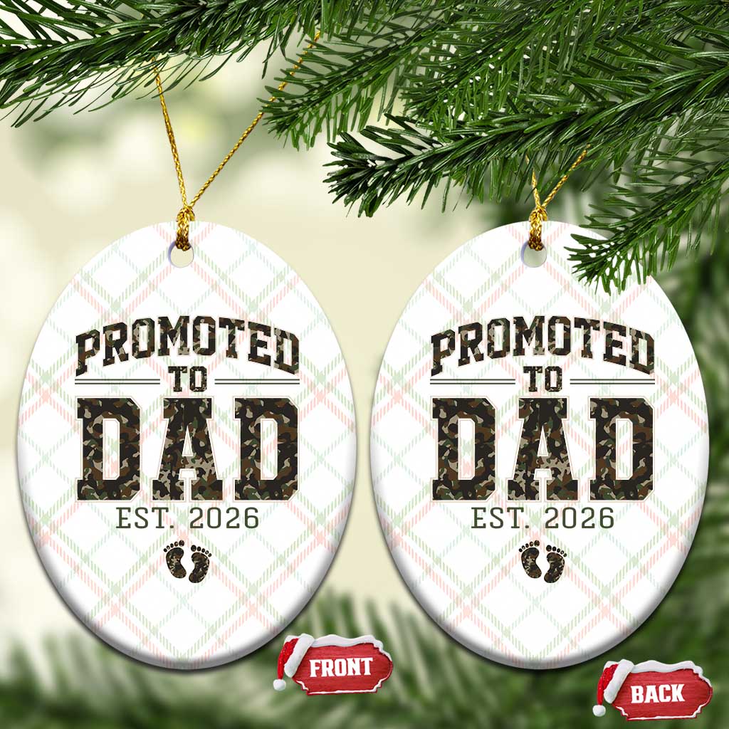 Camouflage Promoted To Dad Est 2026 Ceramic Ornament Camo Pregnancy Announcement Graphic
