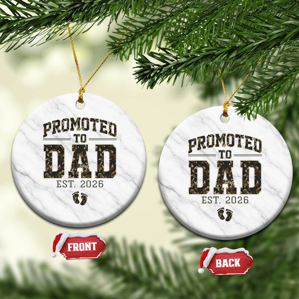 Camouflage Promoted To Dad Est 2026 Ceramic Ornament Camo Pregnancy Announcement Graphic