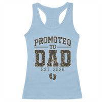 Camouflage Promoted To Dad Est 2026 Racerback Tank Top Camo Pregnancy Announcement Graphic