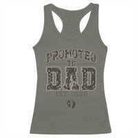 Camouflage Promoted To Dad Est 2026 Racerback Tank Top Camo Pregnancy Announcement Graphic