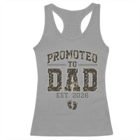 Camouflage Promoted To Dad Est 2026 Racerback Tank Top Camo Pregnancy Announcement Graphic