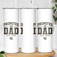 Camouflage Promoted To Dad Est 2026 Skinny Tumbler Camo Pregnancy Announcement Graphic