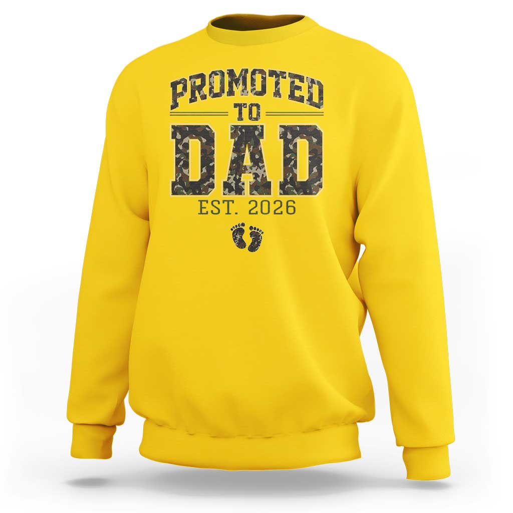 Camouflage Promoted To Dad Est 2026 Sweatshirt Camo Pregnancy Announcement Graphic