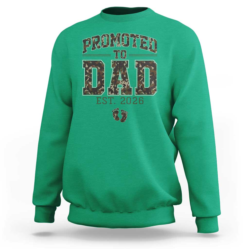 Camouflage Promoted To Dad Est 2026 Sweatshirt Camo Pregnancy Announcement Graphic