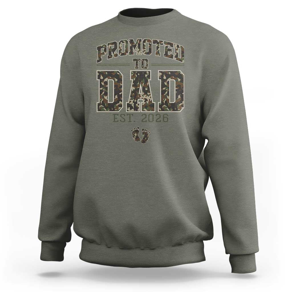 Camouflage Promoted To Dad Est 2026 Sweatshirt Camo Pregnancy Announcement Graphic