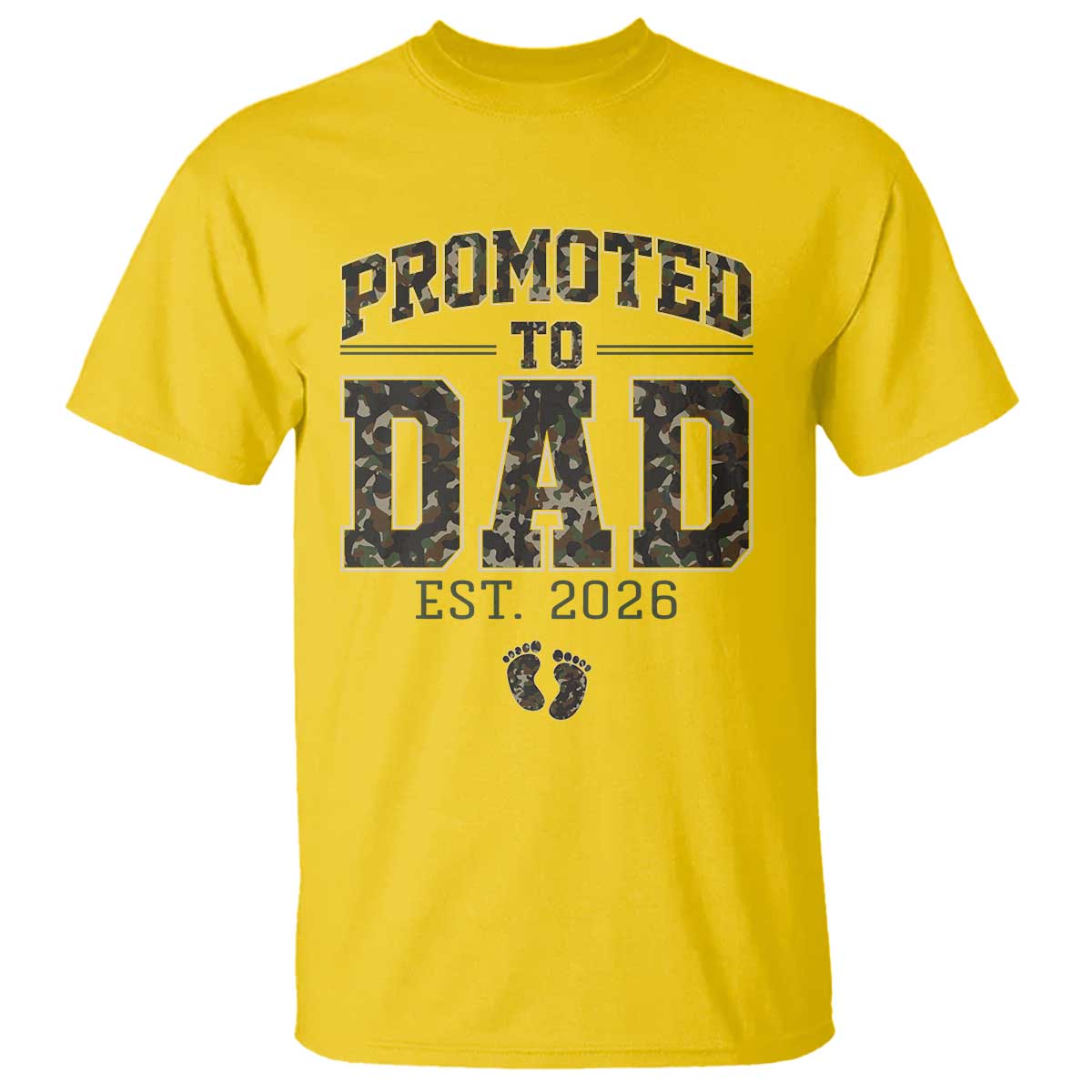 Camouflage Promoted To Dad Est 2026 T Shirt Camo Pregnancy Announcement Graphic