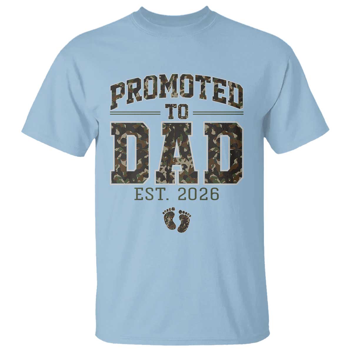 Camouflage Promoted To Dad Est 2026 T Shirt Camo Pregnancy Announcement Graphic