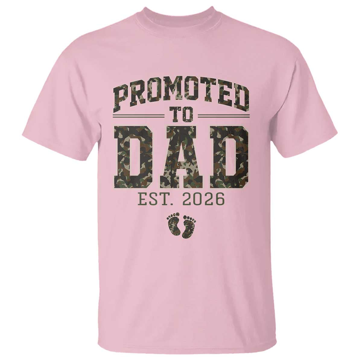 Camouflage Promoted To Dad Est 2026 T Shirt Camo Pregnancy Announcement Graphic