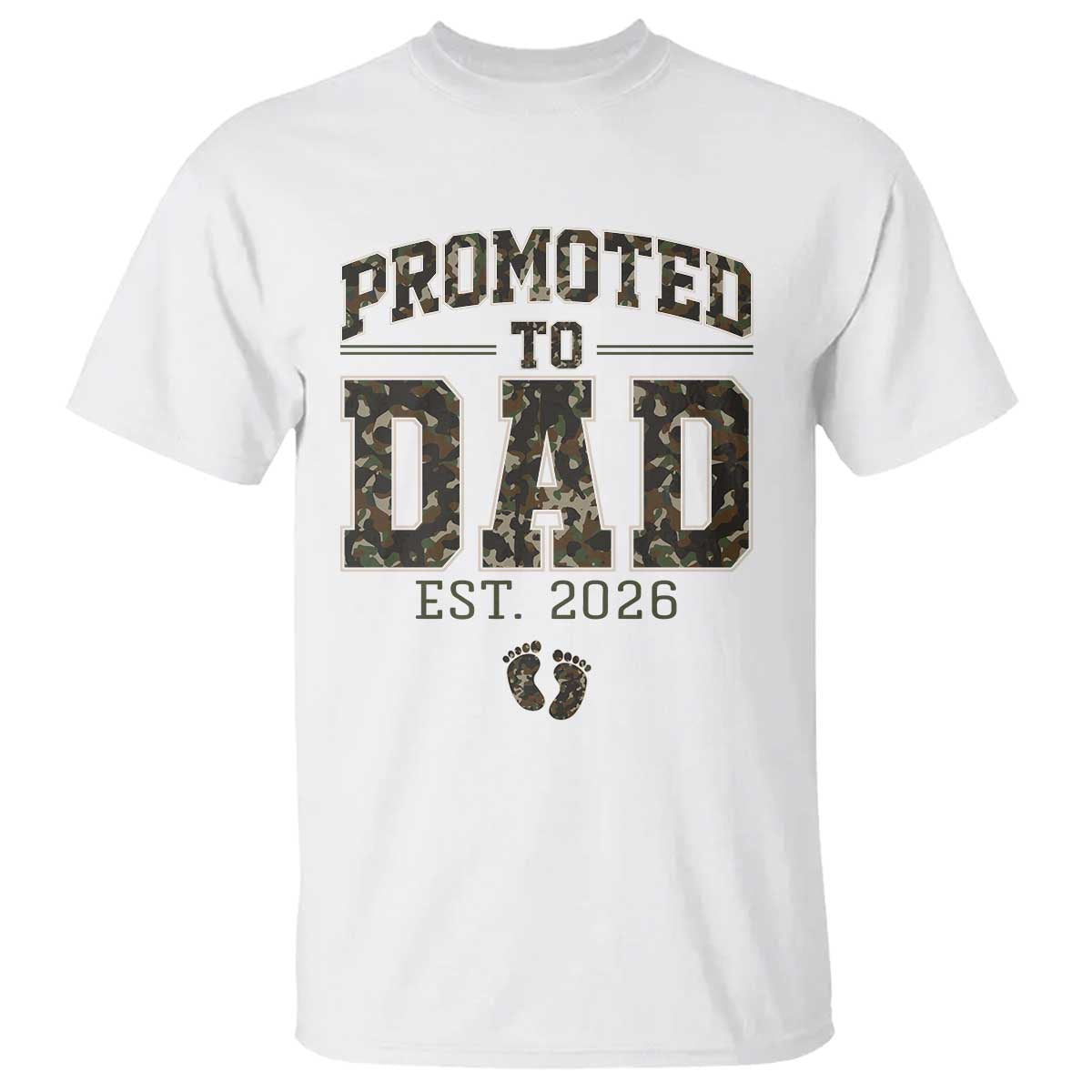 Camouflage Promoted To Dad Est 2026 T Shirt Camo Pregnancy Announcement Graphic