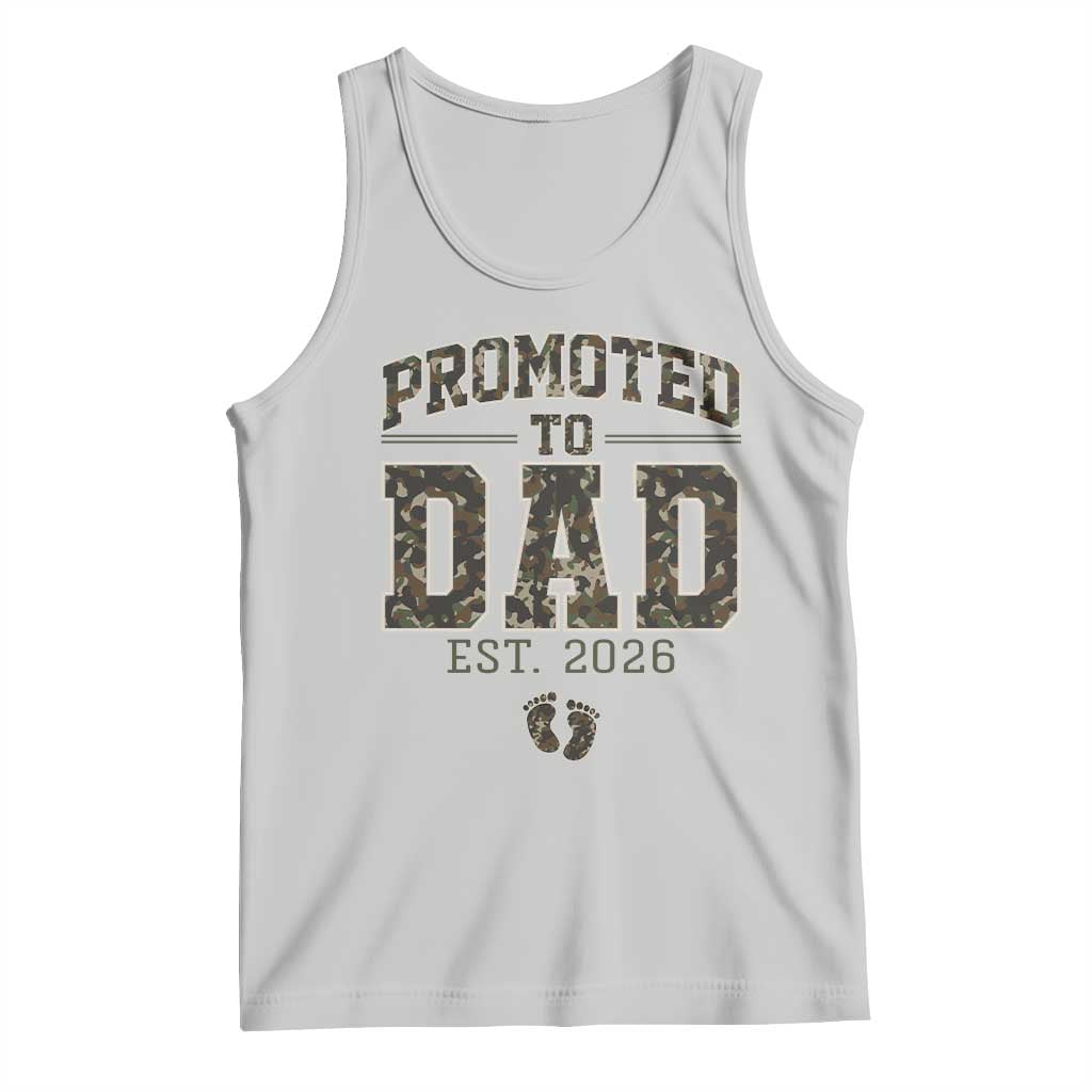 Camouflage Promoted To Dad Est 2026 Tank Top Camo Pregnancy Announcement Graphic