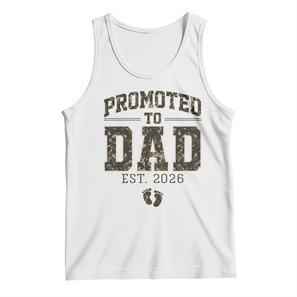 Camouflage Promoted To Dad Est 2026 Tank Top Camo Pregnancy Announcement Graphic