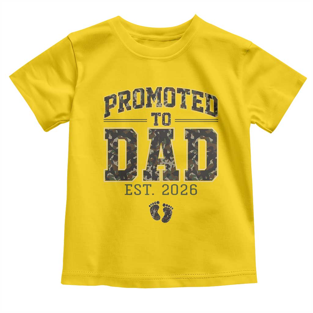 Camouflage Promoted To Dad Est 2026 Toddler T Shirt Camo Pregnancy Announcement Graphic