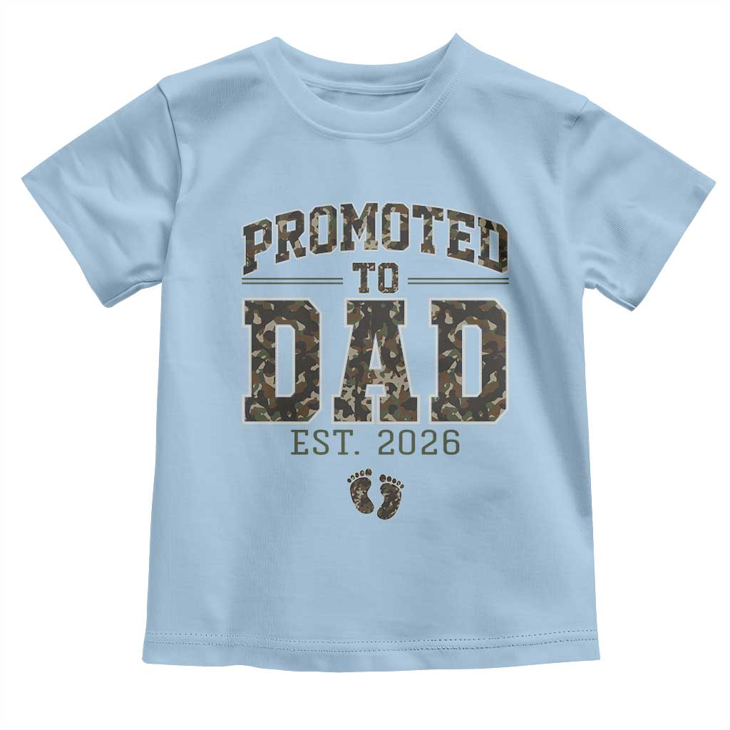 Camouflage Promoted To Dad Est 2026 Toddler T Shirt Camo Pregnancy Announcement Graphic