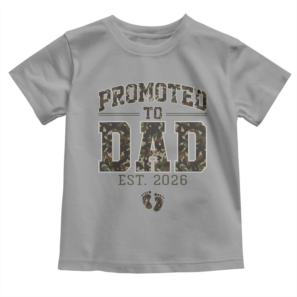 Camouflage Promoted To Dad Est 2026 Toddler T Shirt Camo Pregnancy Announcement Graphic