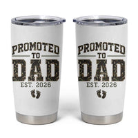 Camouflage Promoted To Dad Est 2026 Tumbler Cup Camo Pregnancy Announcement Graphic
