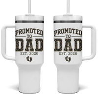 Camouflage Promoted To Dad Est 2026 Tumbler With Handle Camo Pregnancy Announcement Graphic