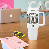 Camouflage Promoted To Dad Est 2026 Tumbler With Handle Camo Pregnancy Announcement Graphic