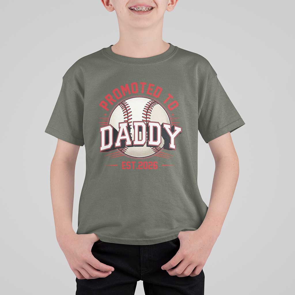 Promoted To Dad 2026 Baseball T Shirt For Kid First Time Father Sports Lover