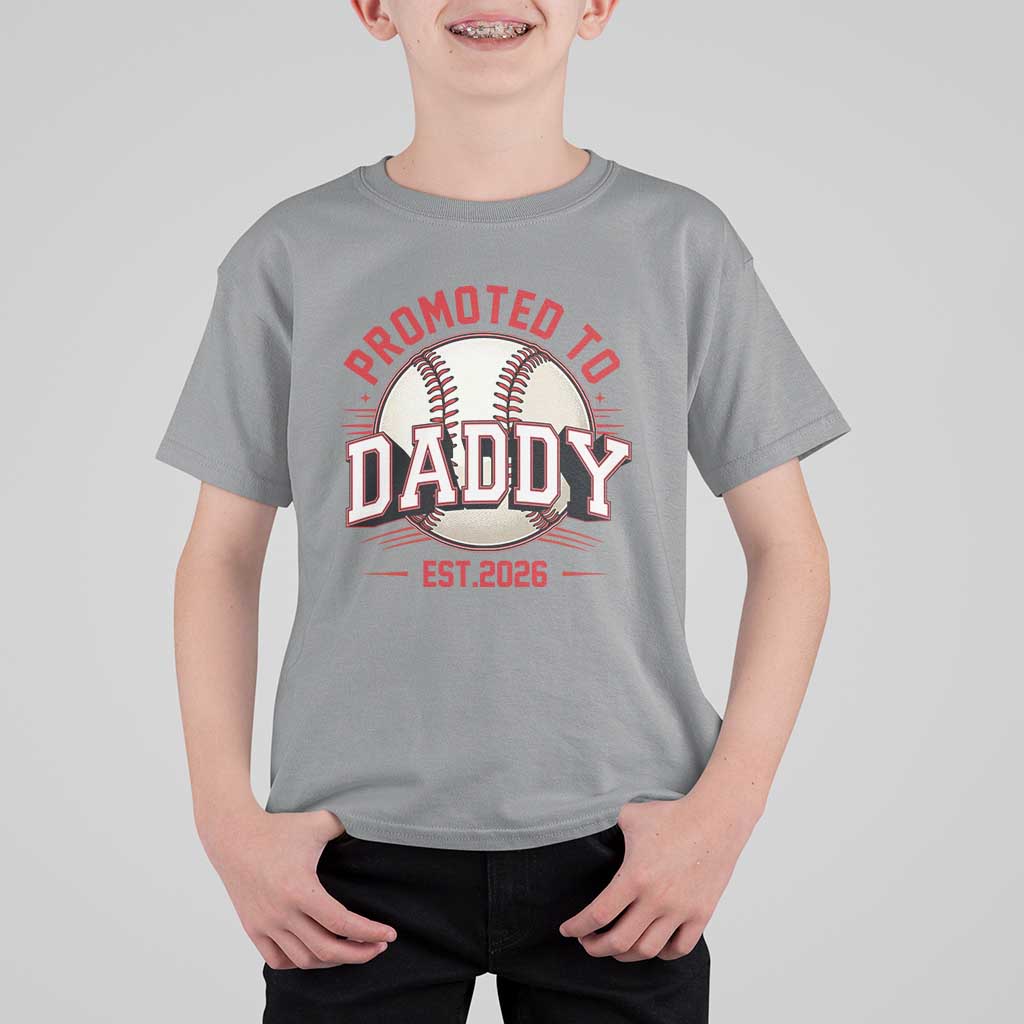 Promoted To Dad 2026 Baseball T Shirt For Kid First Time Father Sports Lover