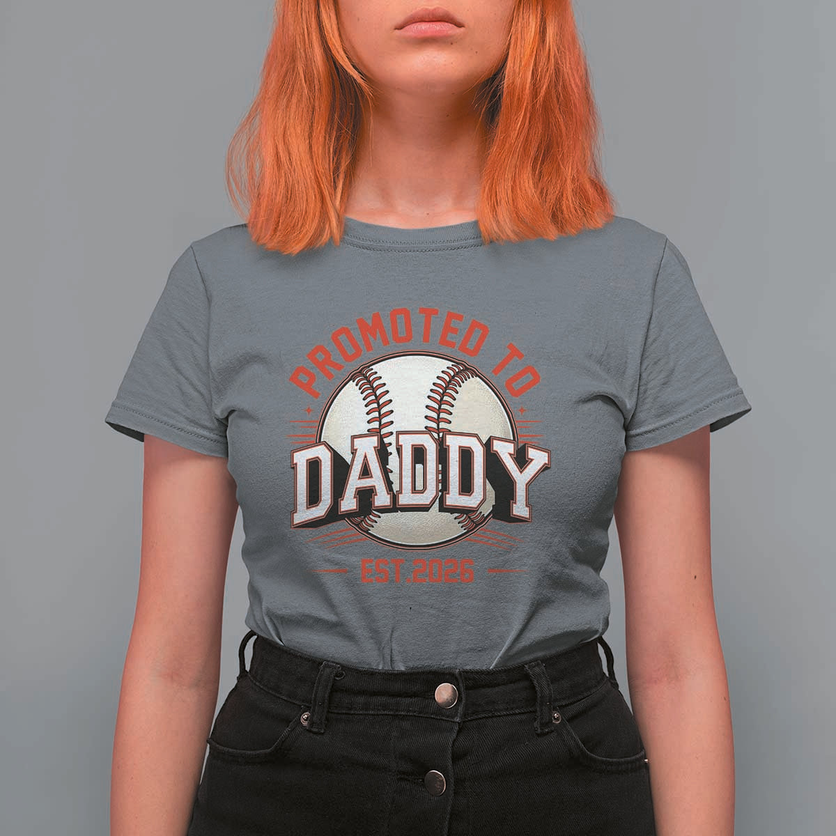Promoted To Dad 2026 Baseball T Shirt For Women First Time Father Sports Lover