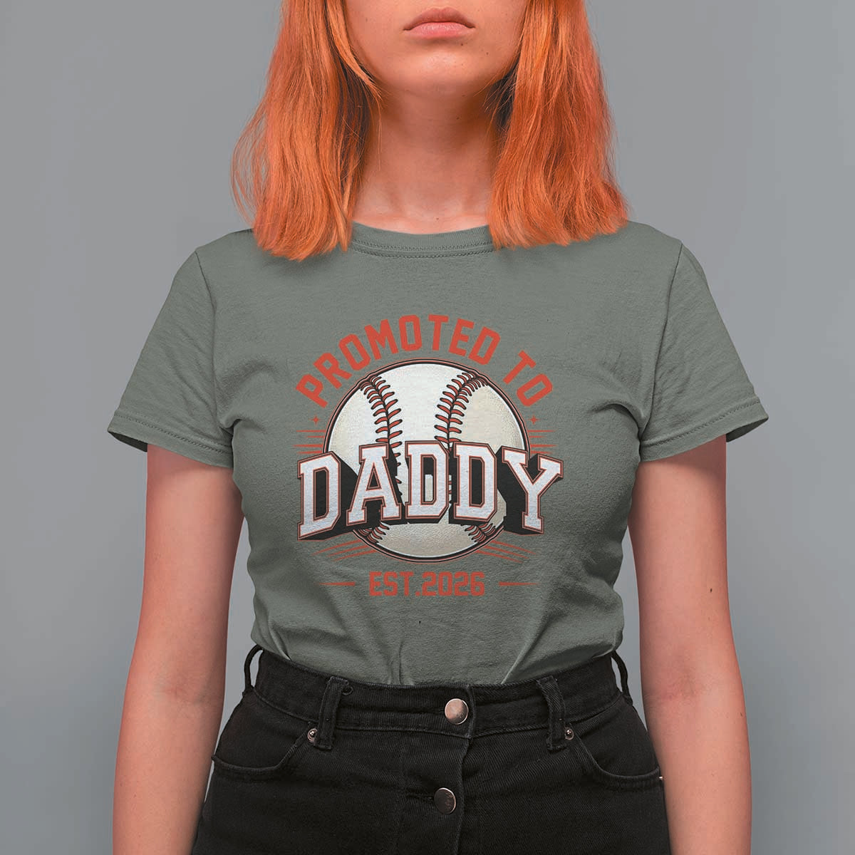 Promoted To Dad 2026 Baseball T Shirt For Women First Time Father Sports Lover