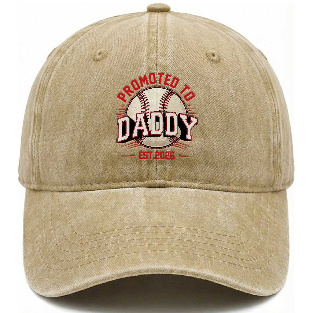 Promoted To Dad 2026 Baseball Washed Cotton Baseball Cap First Time Father Sports Lover
