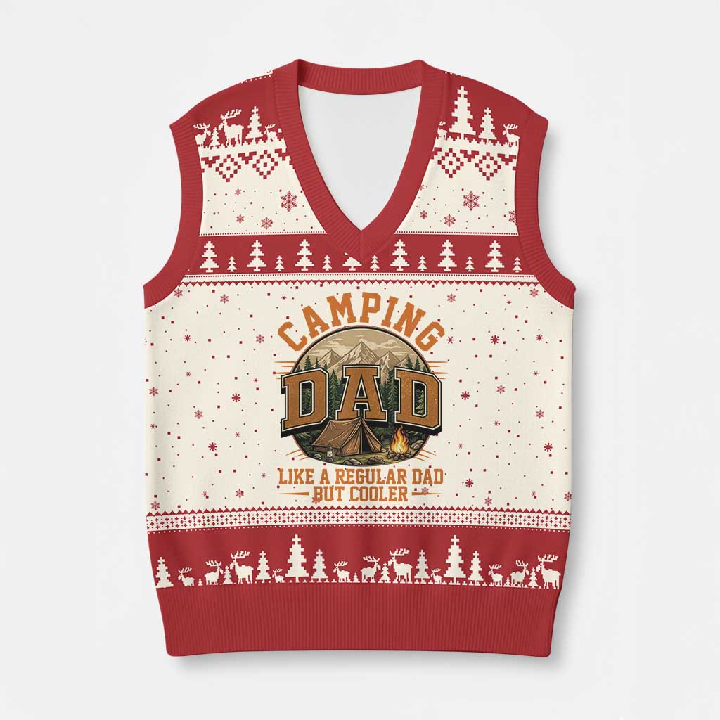 Camping Dad Like A Regular Dad But Cooler V-Neck Knit Sweater Vest Funny Fathers Day Gift