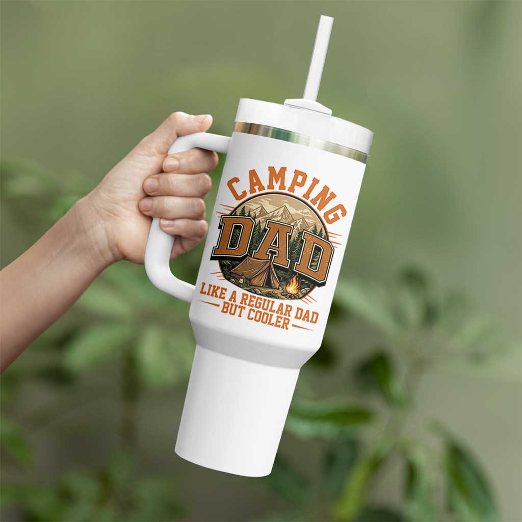 Camping Dad Like A Regular Dad But Cooler Tumbler With Handle Funny Fathers Day Gift