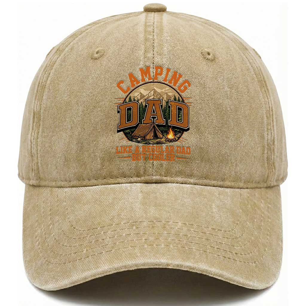 Camping Dad Like A Regular Dad But Cooler Washed Cotton Baseball Cap Funny Fathers Day Gift