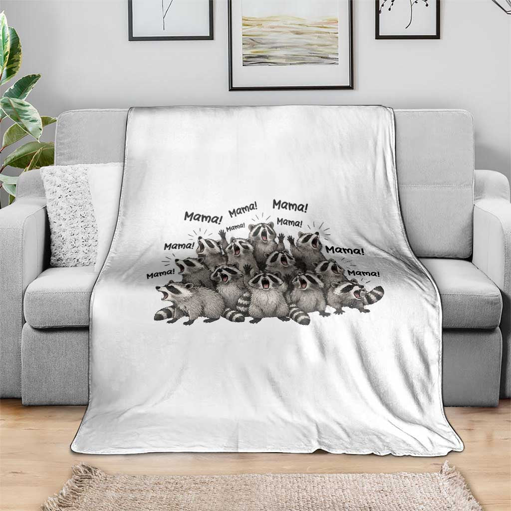 Funny Raccoon Mama Life Throw Blanket Motherhood Chaos Trash Panda