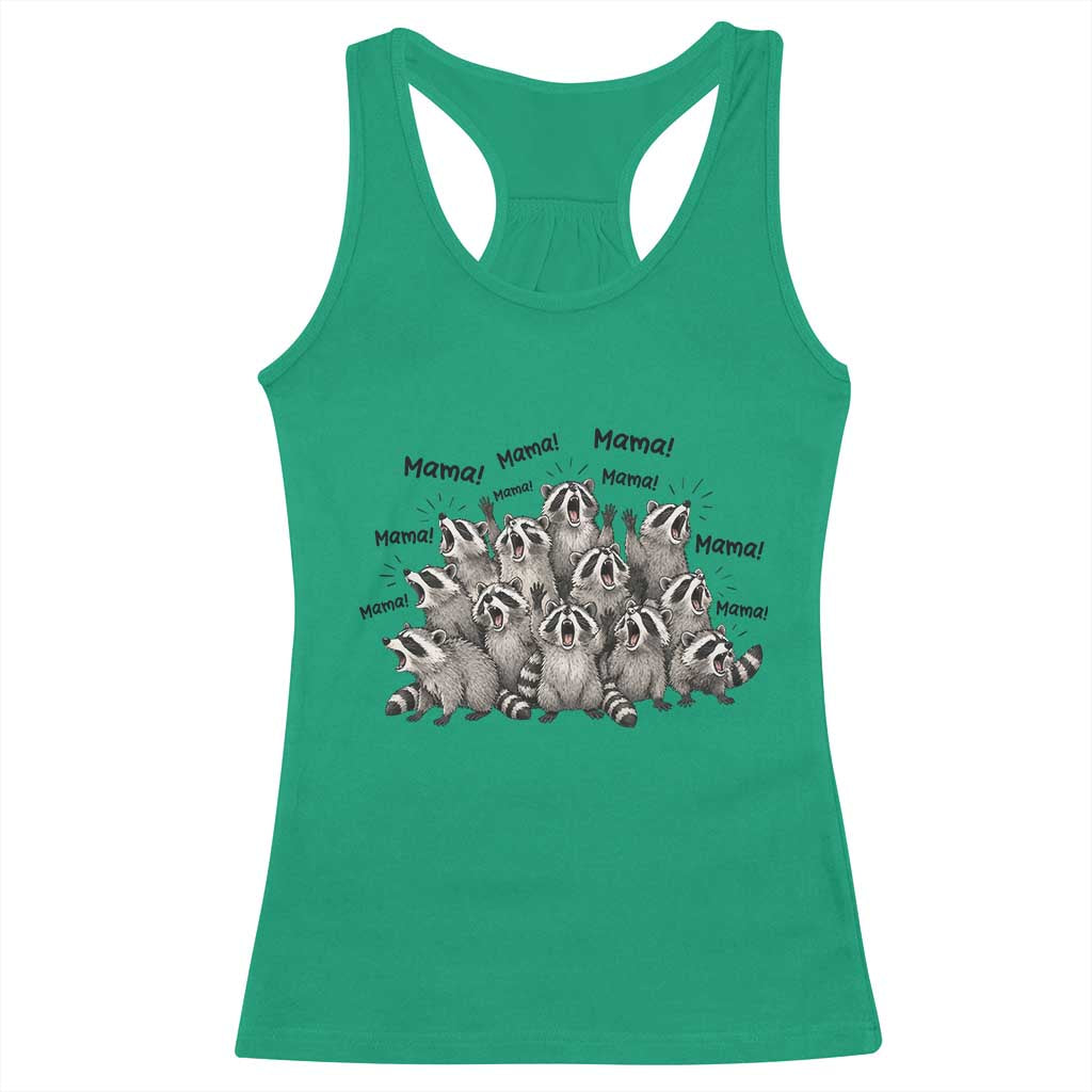 Funny Raccoon Mama Life Racerback Tank Top Motherhood Chaos Trash Panda