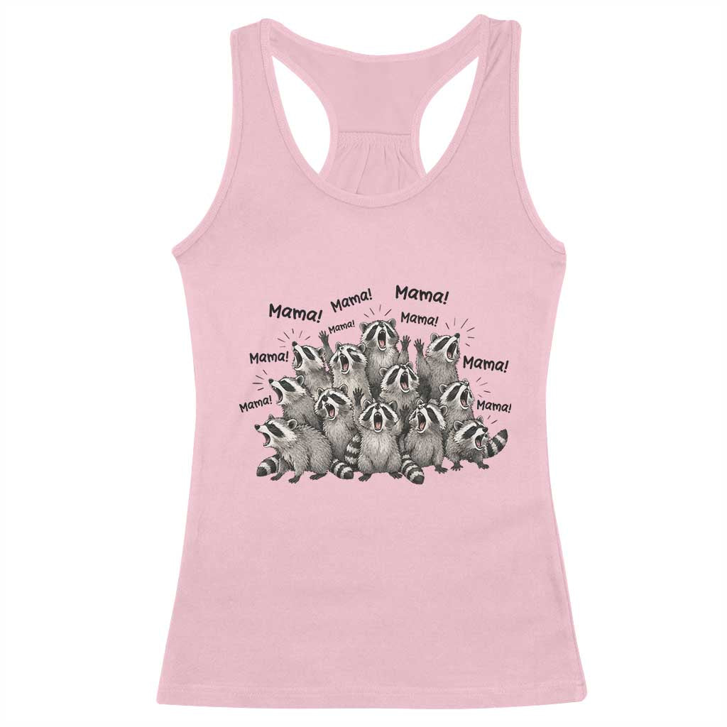 Funny Raccoon Mama Life Racerback Tank Top Motherhood Chaos Trash Panda