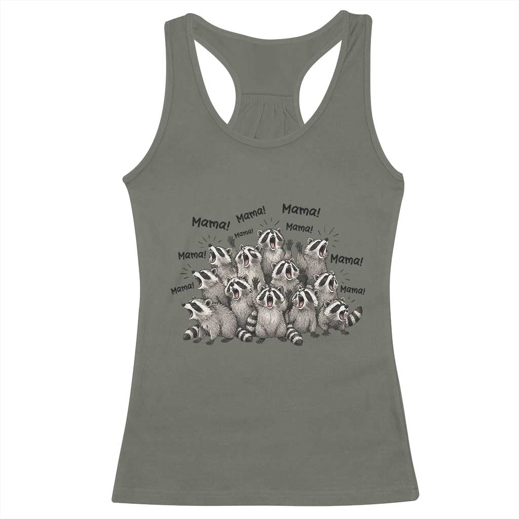 Funny Raccoon Mama Life Racerback Tank Top Motherhood Chaos Trash Panda