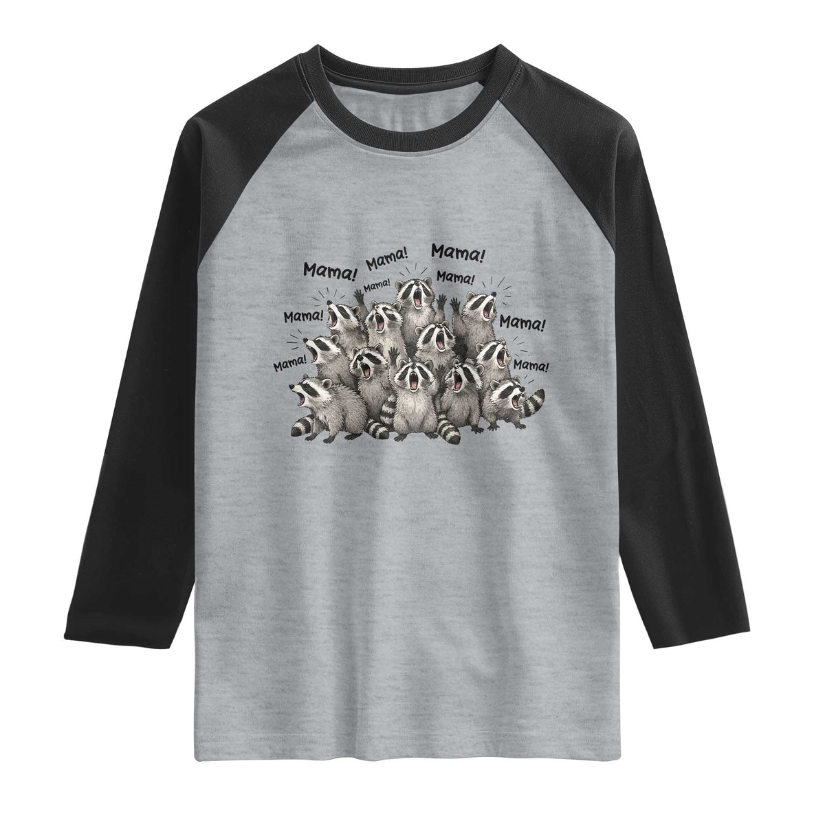 Funny Raccoon Mama Life Raglan Shirt Motherhood Chaos Trash Panda