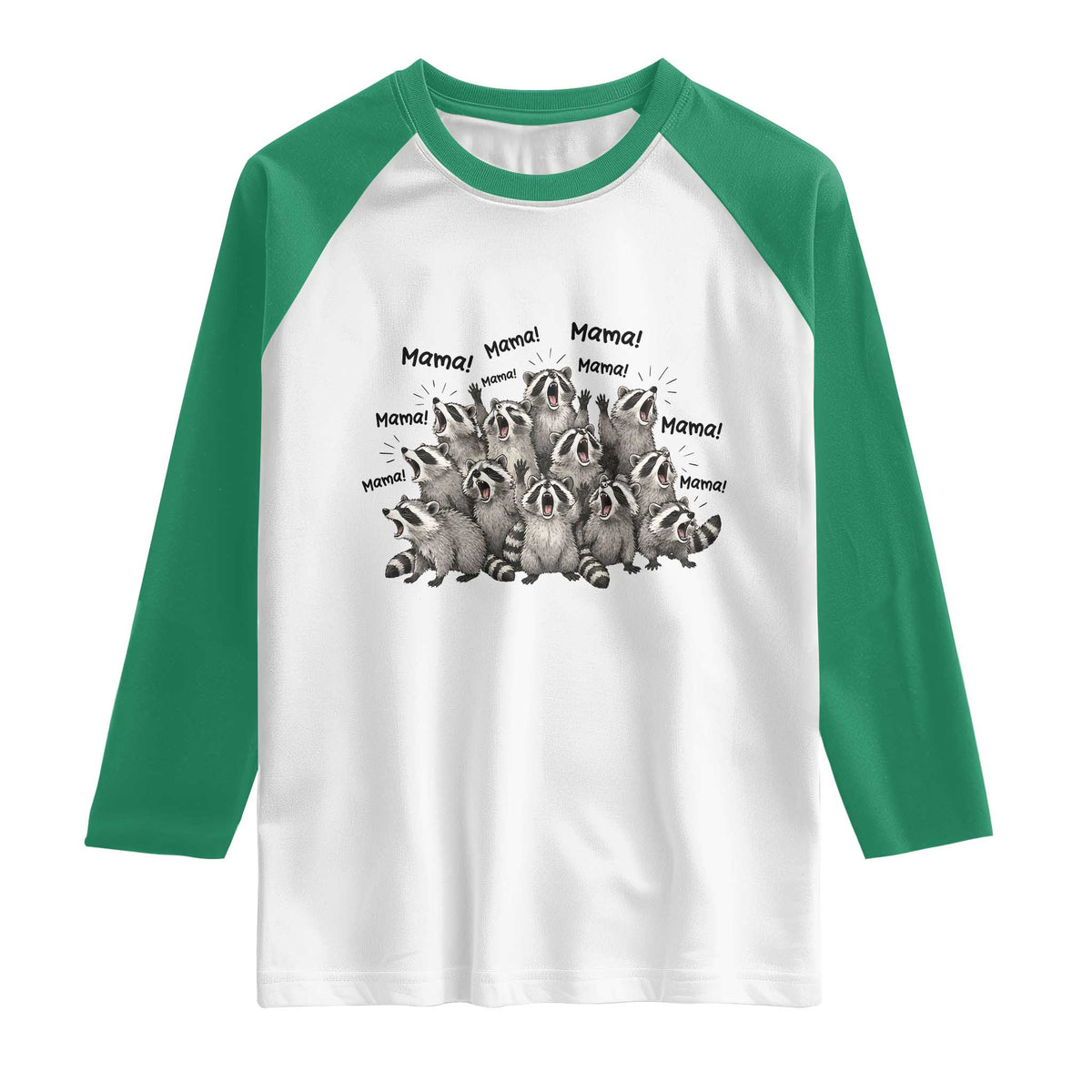 Funny Raccoon Mama Life Raglan Shirt Motherhood Chaos Trash Panda