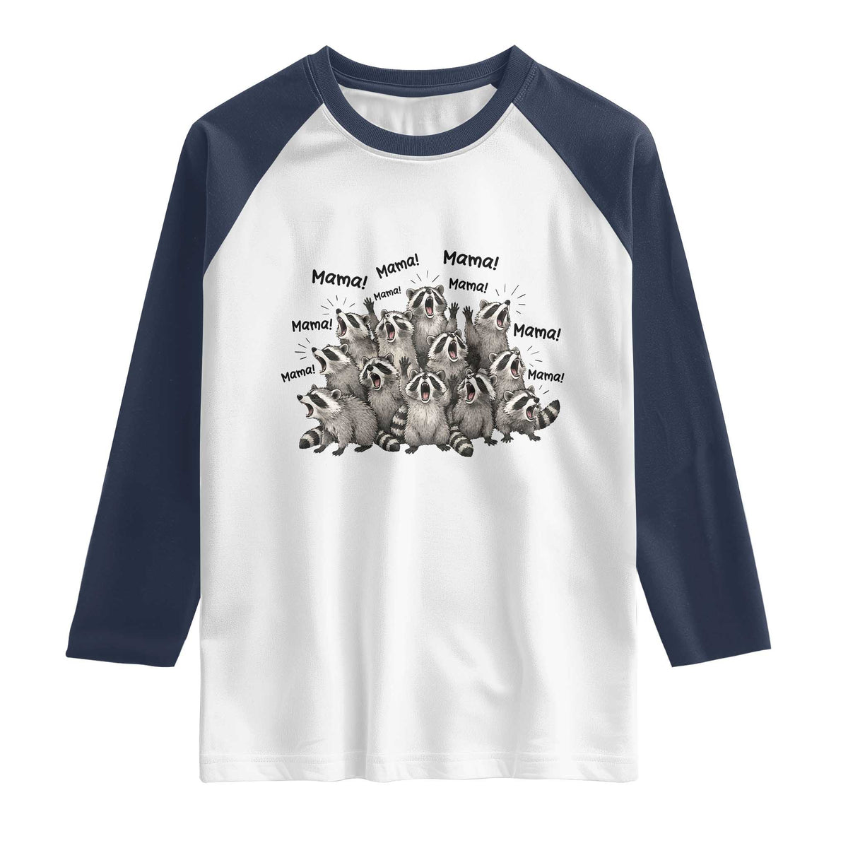 Funny Raccoon Mama Life Raglan Shirt Motherhood Chaos Trash Panda