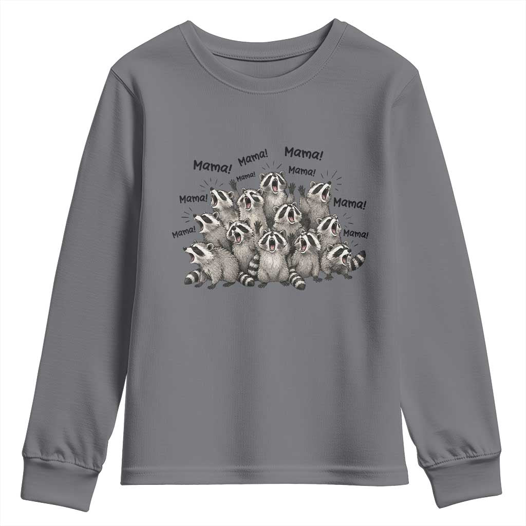 Funny Raccoon Mama Life Youth Sweatshirt Motherhood Chaos Trash Panda