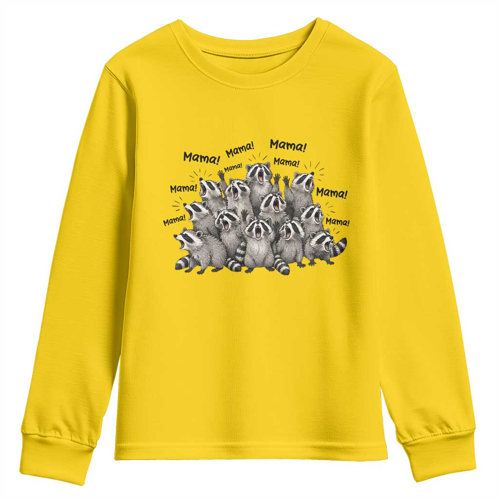Funny Raccoon Mama Life Youth Sweatshirt Motherhood Chaos Trash Panda