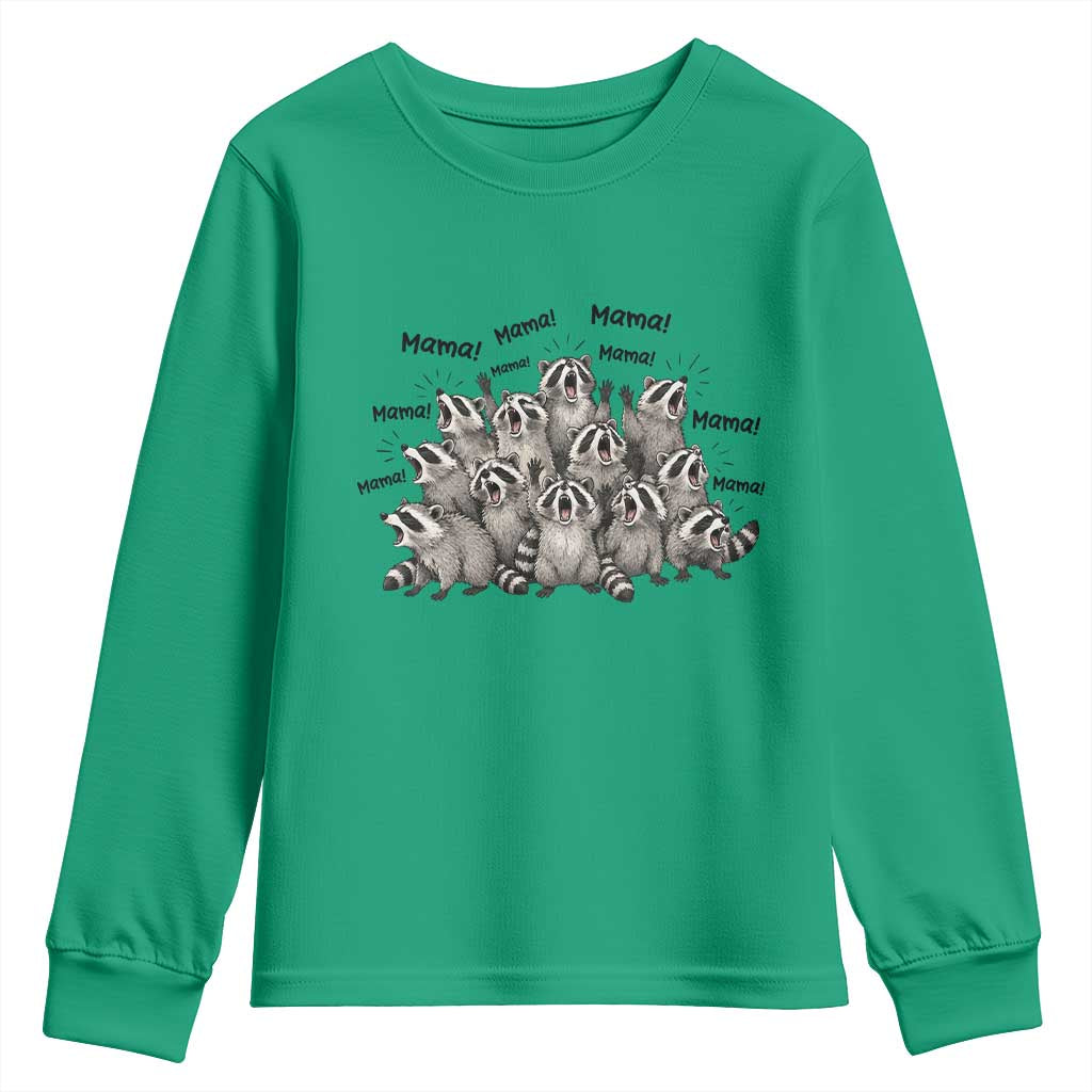 Funny Raccoon Mama Life Youth Sweatshirt Motherhood Chaos Trash Panda
