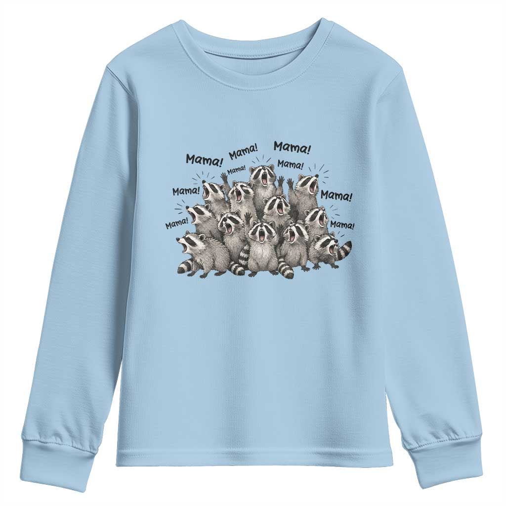 Funny Raccoon Mama Life Youth Sweatshirt Motherhood Chaos Trash Panda